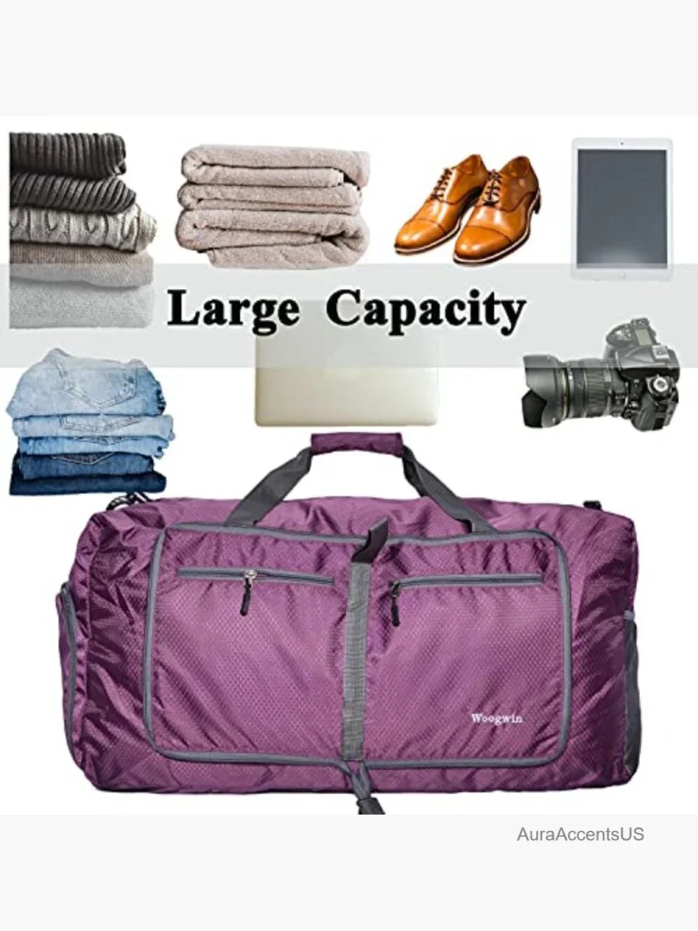 Large Foldable Waterproof Travel Duffel Bag for Gym Sports